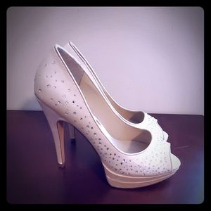 White clear Studded Heels